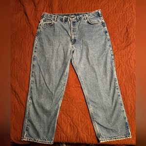 Carhart Mens Jeans 44x30 Relaxed Fit, Plaid Flannel Lined.